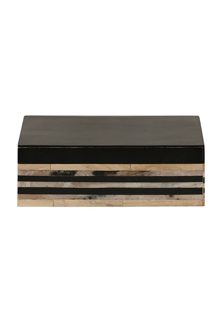 Black/Natural Inlay Wooden Box - Large