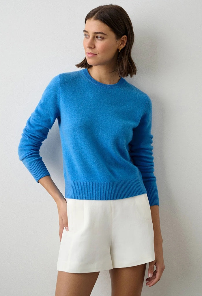 Shrunken Crewneck Cashmere Sweater - Cabana Blue