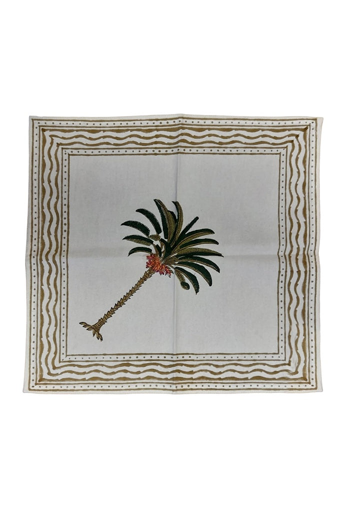 Cotton Napkins - Ecru Palm Trees