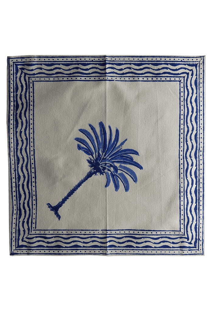 Cotton Napkins - Blue Palm Trees