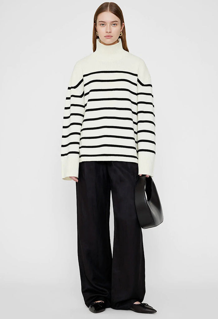 Courtney Sweater - Ivory and Black Stripe