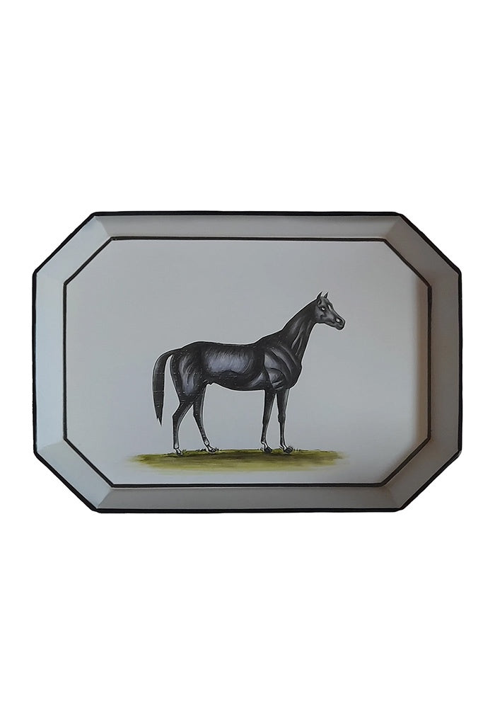 Decorative Iron Tray - Black Horse
