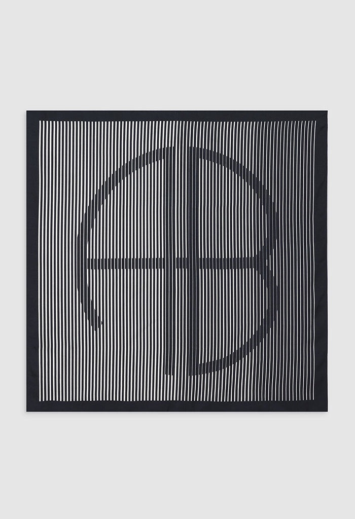 Evelyn Scarf - Black Stripe Monogram