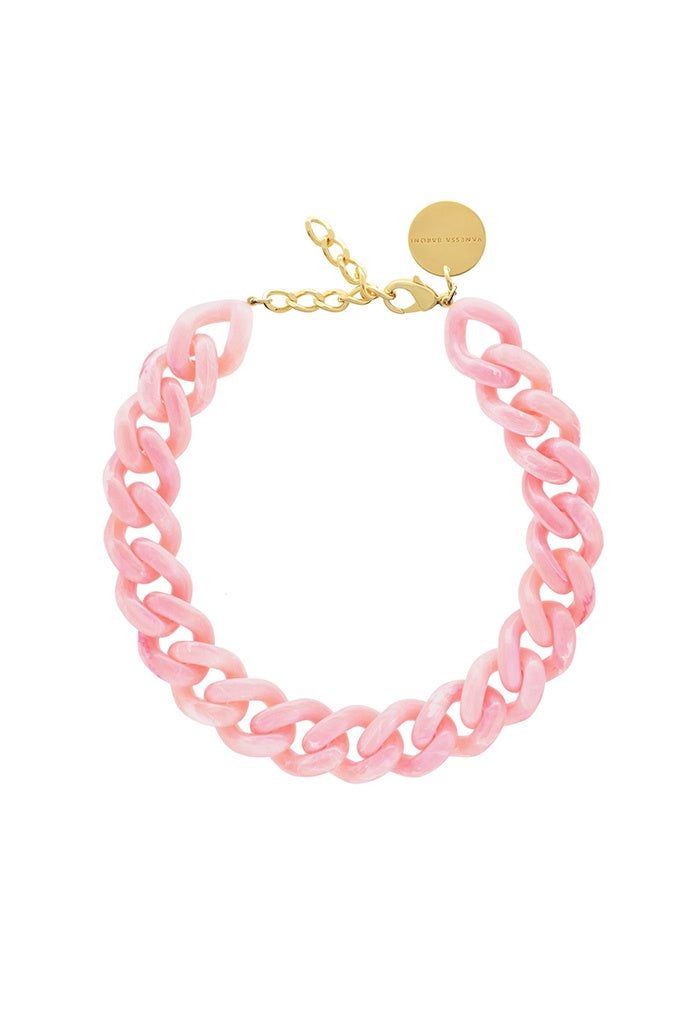 Flat  Chain Necklace - Neon Pink