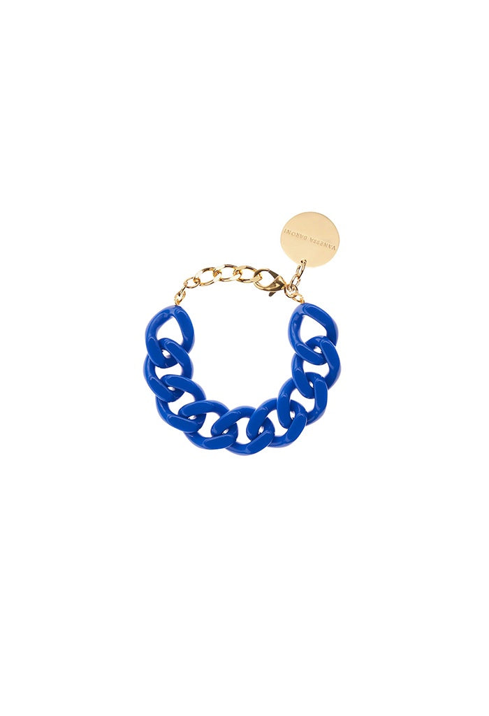 Flat Chain Bracelet  - Blue