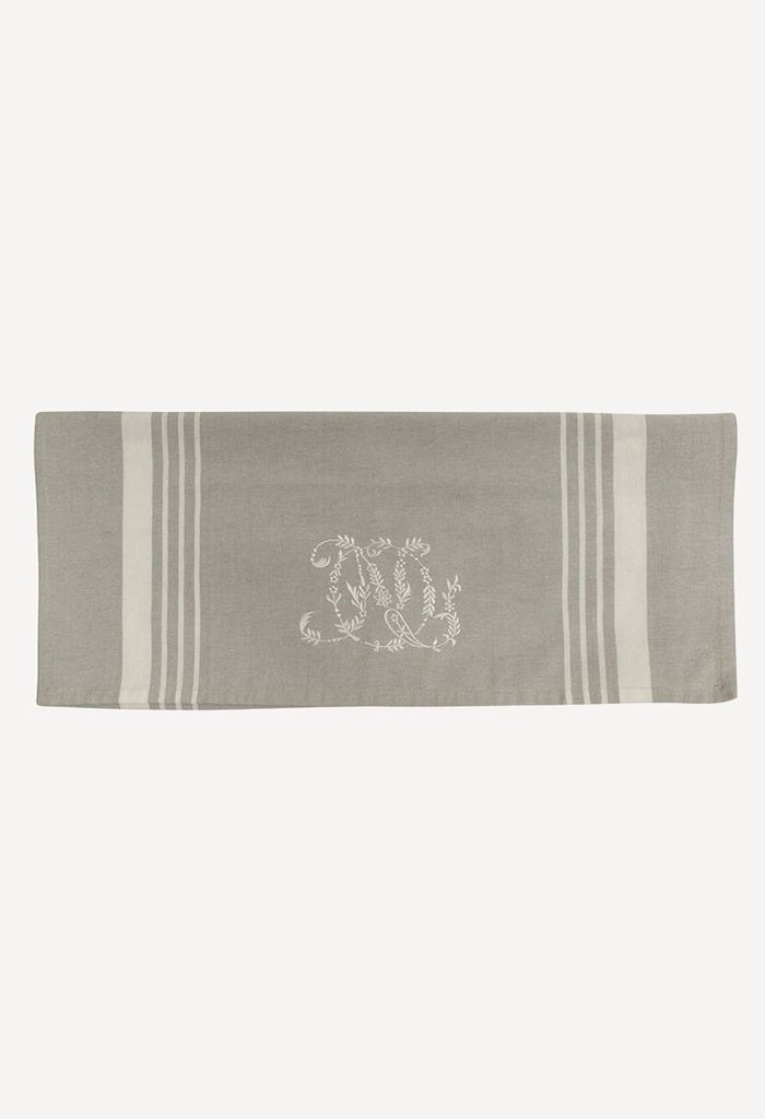 Monogram Tea Towel - Natural w/ White Stripe