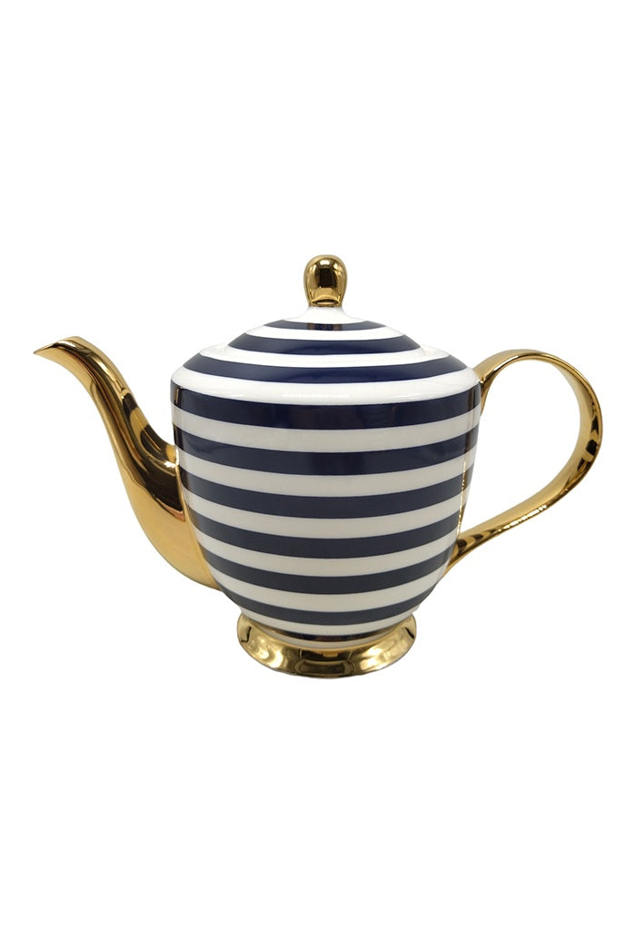 Navy Stripe Teapot