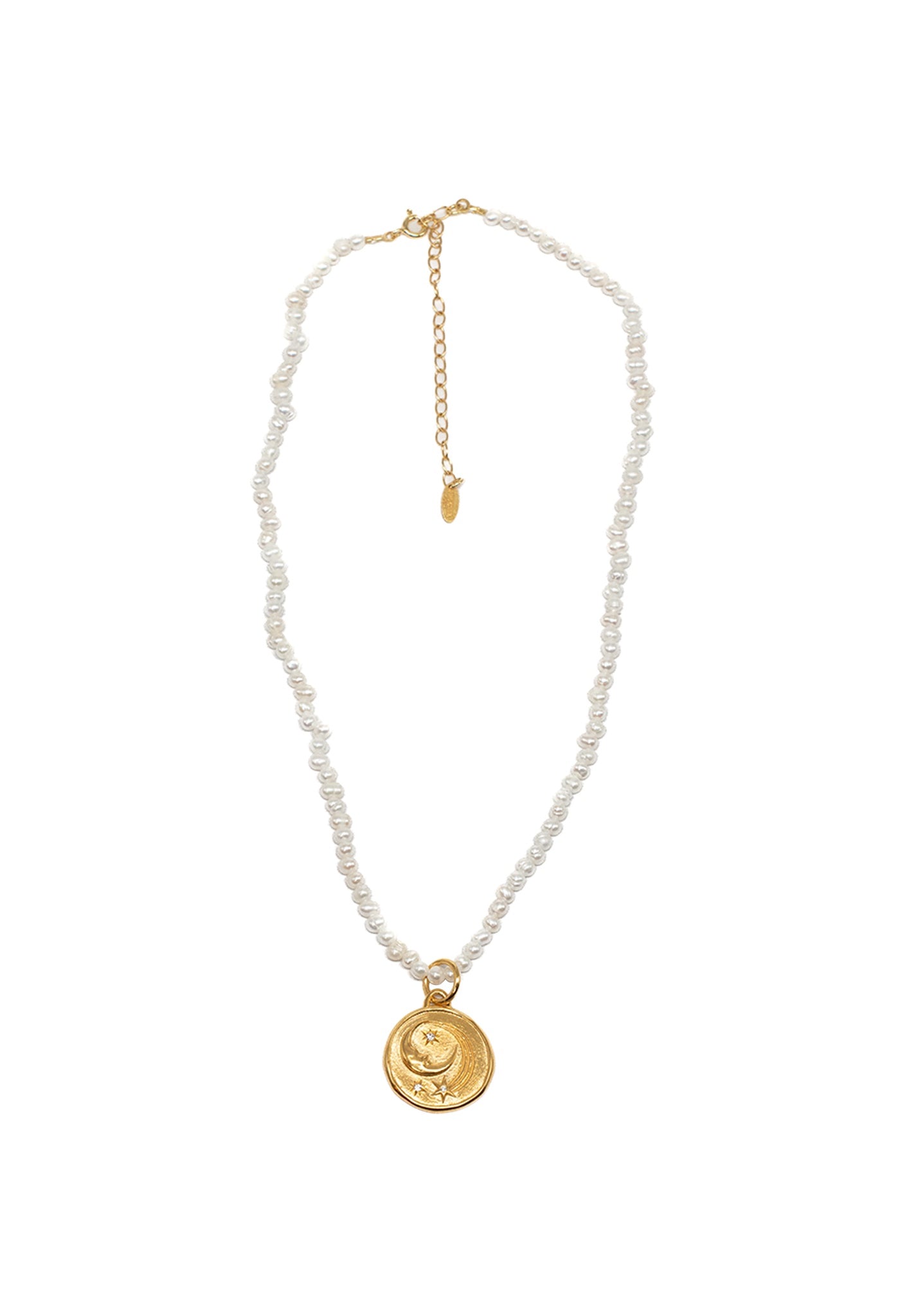 Luna Clear Zirconia Charm Pearl Necklace