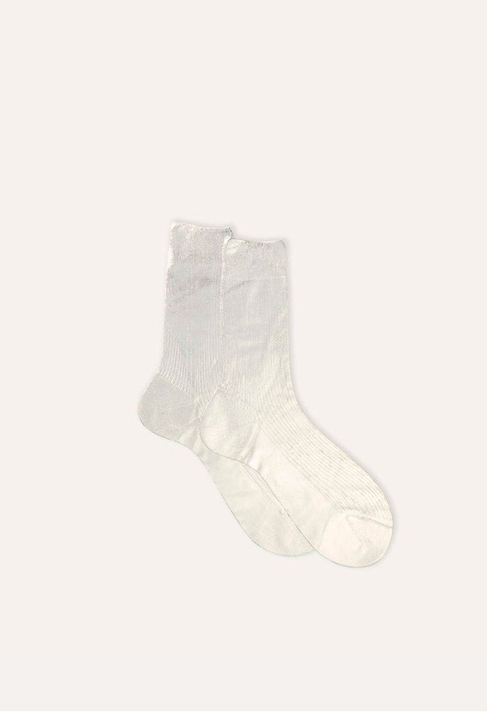 Ribbed Laminated Socks - Silver