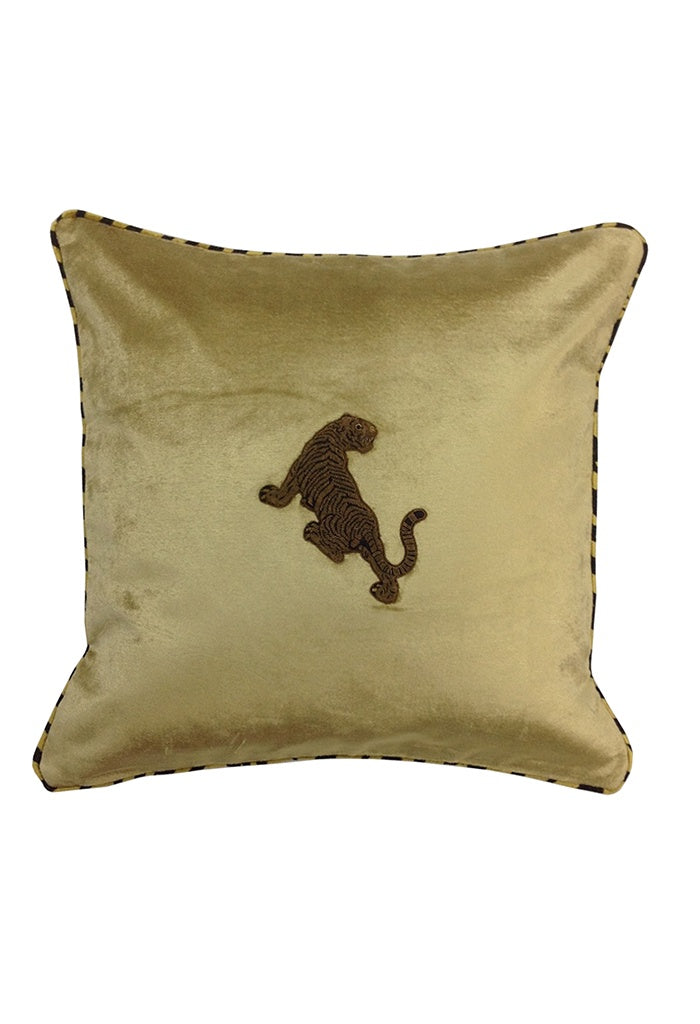 Embroidered Cushion Cover - Preying Jaguar