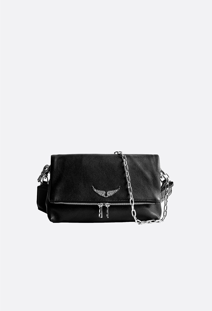 Rocky Grained Leather Bag - Silver Strap