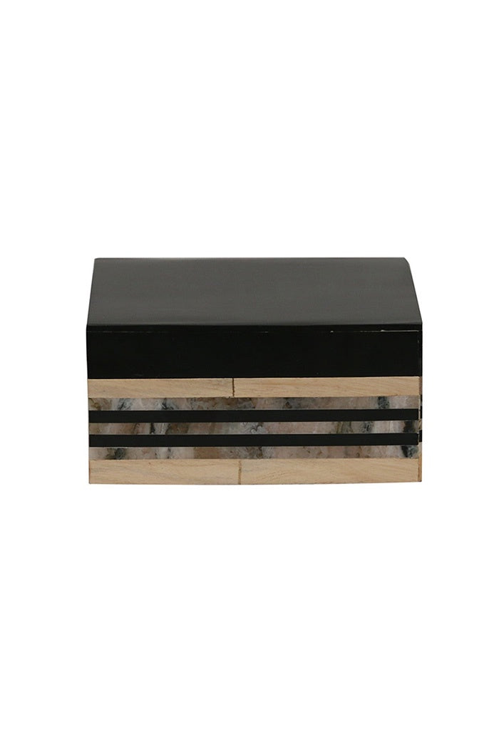 Black/Natural Inlay Wooden Box - Medium