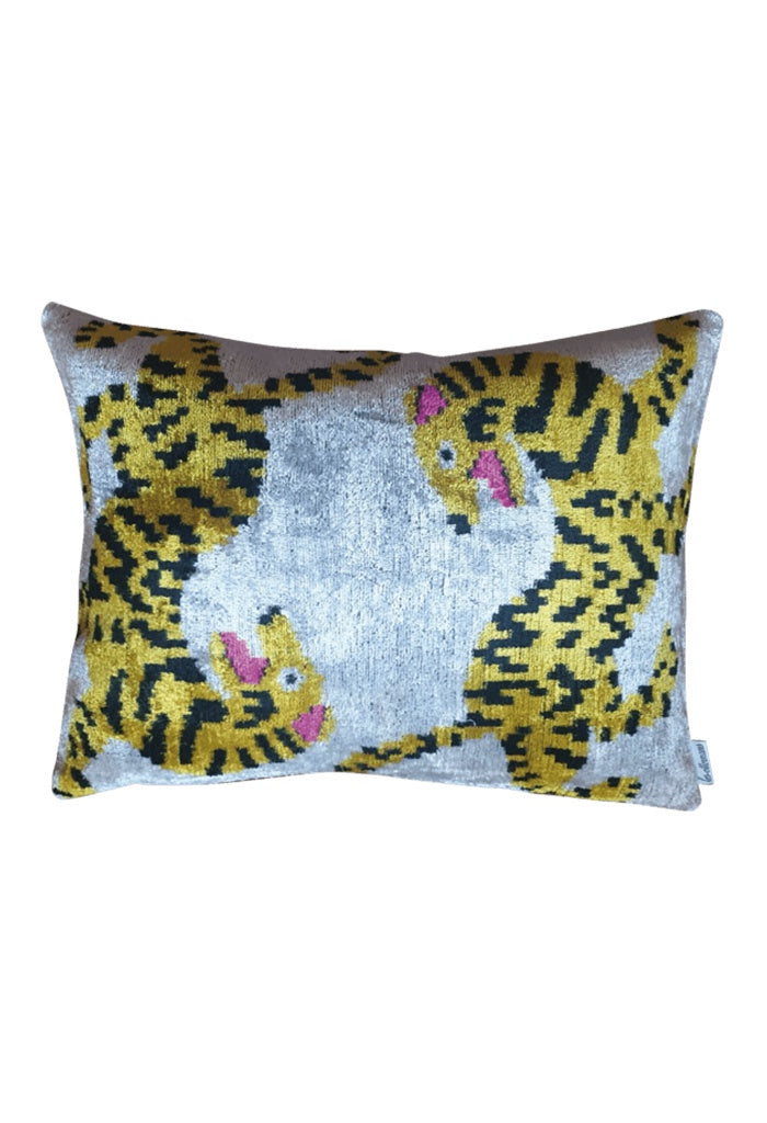Silk Velvet Cushion Cover - Dancing Jaguars