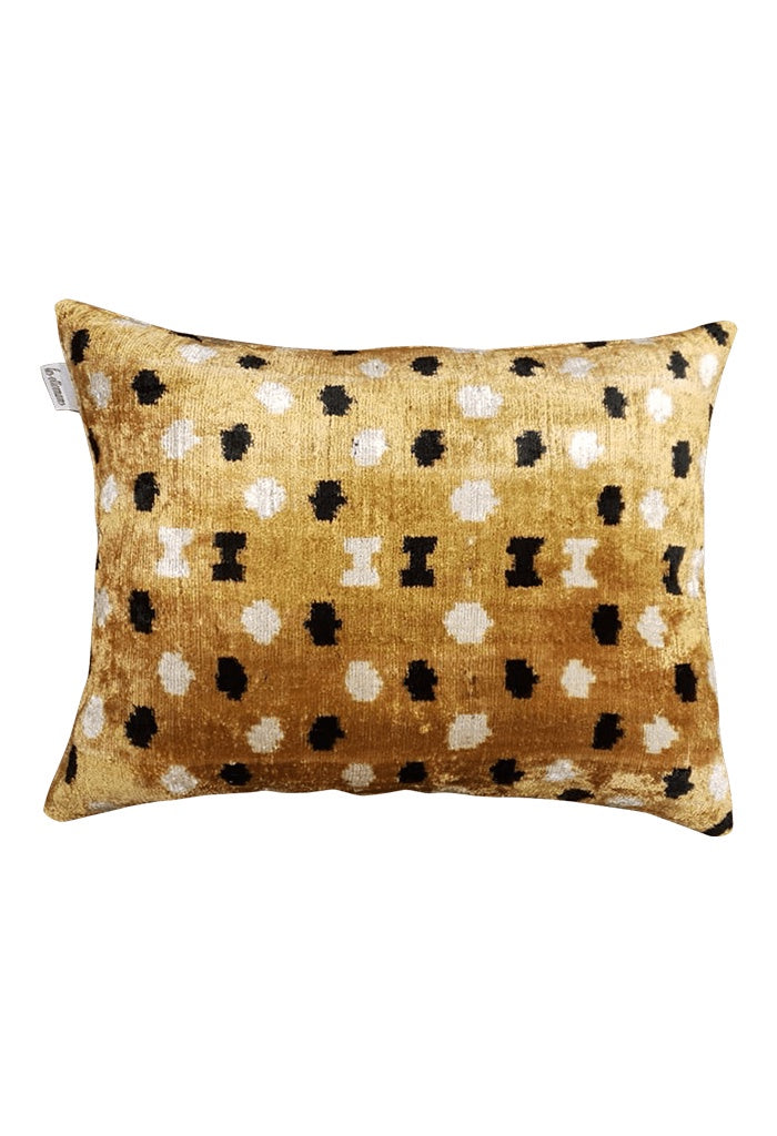 Silk Velvet Cushion Cover - Gold w Spots